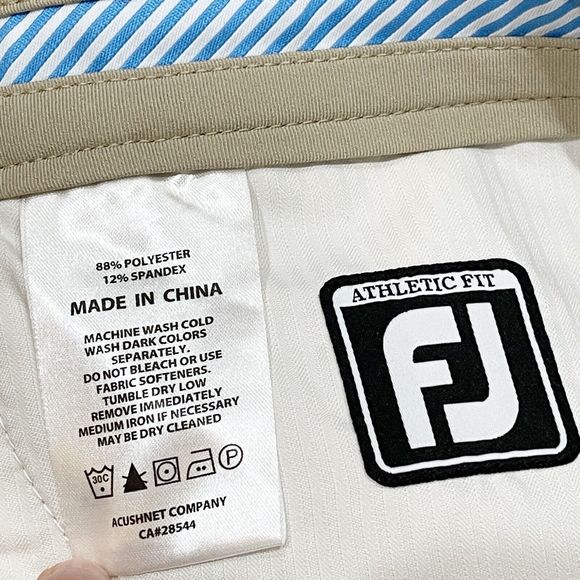 FootJoy FJ Athletic Fit Mens Golf Pants Size 35x30 Performance Chino Flat Front - Picture 9 of 12